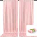 2 Panels Light Pink Backdrop Curtain, 10 x 10 Feet Background Curtains for Parties, Weddings, Baby Showers, Bachelorette, Halloween, Christmas, Birthday Party Photoshoot Backdrop Curtains Decorations