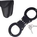Double Lock Handcuffs, Adjustable Heavy Duty Steel Wrist Cuffs with 2 Keys & Handcuffs Holster in Police Edition Professional Grade