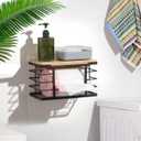 Small Trash Bag Holder,Wall Mount Grocery Bag Holder with Bamboo Top,Suitable for Garbage Bags of 100 Rolls under 13 Gallons,Black