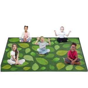 6'5"x8'5" Area Rug, Green Leaf Rugs for Bedroom Living Room, Washable Non-Slip Soft Low Pile Large Rug Indoor Floor Rug, Dorm Dining Room Nursery Home Decor Carpet