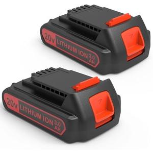 PEYESTEN Extended Capacity 3.0Ah 20v Battery Replacement for Black and Decker 20 Volt Max Battery LBXR20 2 Packs, Compatible with All Black and Decker 20v Cordless Power Tools and Charger