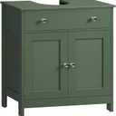 TEENFON Pedestal Sink Storage Cabinet with 2 Doors and Drawer, Bathroom Sink Cabinet, Under Sink Storage with U-Shape Cut-Out, Green UNYSG033V, 23.6"W x 11.8"D x 25.5"H