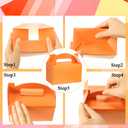 Tenare 36 Pcs Gable Gift Box Colorful Paper Candy Treat Snack Goodie Boxes with Handles Party Favors Bags for Teachers Mother's Day Graduation Nurse Birthday Decor, 6x3.5x3.5inch(Solid,Orange)