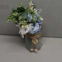 Faux Flowers with Vase,Artificial Silk Roses in Vase, Fake Plant Eucalyptus Flower Arrangement for Home Office Farmhouse Bathroom Dining Table Centerpiece Decorations Coffee Table Decor (Dusty Blue)