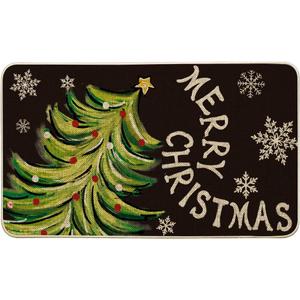 Artoid Mode Black Holly Mistletoe Merry Christmas Doormat, Xmas Winter Home Decor Switch Rug Door Mat 17x29 Inch