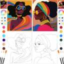 Dinifee 2 Pack Pre Drawn Canvas for Painting Sip and Paint Kit for Couple 8" x 10" Stretched Pre Printed Canvas Couples Date Night Art Party Adults Easter Mother's Day Gift(Fashionable Women)