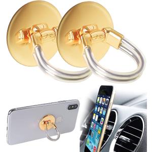 Cell Phone Metal Ring Holder Stand for Universal Car Air Vent Mobile Holder Kickstand 360 Degree Rotation & 90Flip for Car Home, Cheap Sunday Multipurpose Mobile Phone Bracket - (Round Gold 2 Pack)