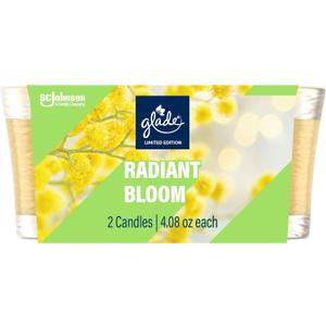 Glade Candles, Radiant Bloom Limited Edition, Fragrance Infused with Essential Oils, 8.16 oz Total, 2 Pack