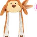 Bubblepompom Animal Hat with Ears Moving Jumping Pop Up Beating Hat Plush Holiday Cosplay Dress Up Funny Gift for Kids