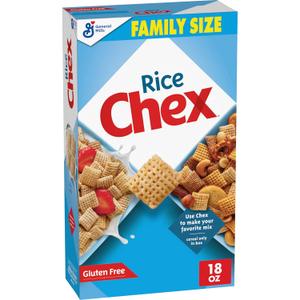 Rice Chex Gluten Free Breakfast Cereal, Homemade Chex Mix Ingredient, Family Size, 18 oz, Best By 11/05/2027