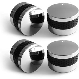 Unicook Grill Control Knob 4 Pack, Gas Burner Replacement, Chrome Plated Plastic with Nonslip Grip, Fits BBQ Gas Grills with D Shaped Valve Stem, Including 4 Knobs and 12 Adaptors