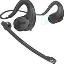 iDIGMALL Bluetooth Headset with Detachable Microphone, Multi-Point Wireless Headset w/DSP Noise Canceling Mic for Phone PC Laptop, Comfort & Light Open Ear headphones for Office Meeting Home Work, 12H (G9-Black)