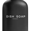 Black Glass Dish Soap Dispenser for Kitchen Sink by Brighter Barns - Modern Kitchen Soap Dispenser Set with Tray - Bamboo Bottle with Pump - Boho Home Decor, Modern Home Decor for Airbnb, Gift (Black)