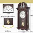 Pendulum Wall Clock Battery Operated - Wooden Hanging Grandfather Wall Clock with Pendulum, 23.5x9 inch - Quiet, Non-Chiming, with Real Wood for Living Room Decor, Office & Home Décor Gift, Large