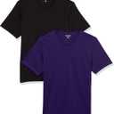 Amazon Essentials Men's Short-Sleeve V-Neck T-Shirts, Pack of 2 (4X-Large Big Tall, Black/Dark Purple)
