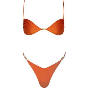Women's Triangle Bikini Set Tie Solid Sexy Thong Cheeky Two Piece Swimsuit Bathing Suit (S)