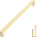 QOGRISUN 1-Pack Solid Brass Cabinet Pulls, Gold Square Drawer Handles,18-inch Hole Center Kitchen Hardware for Dresser, Cupboard, Brushed Brass Finish