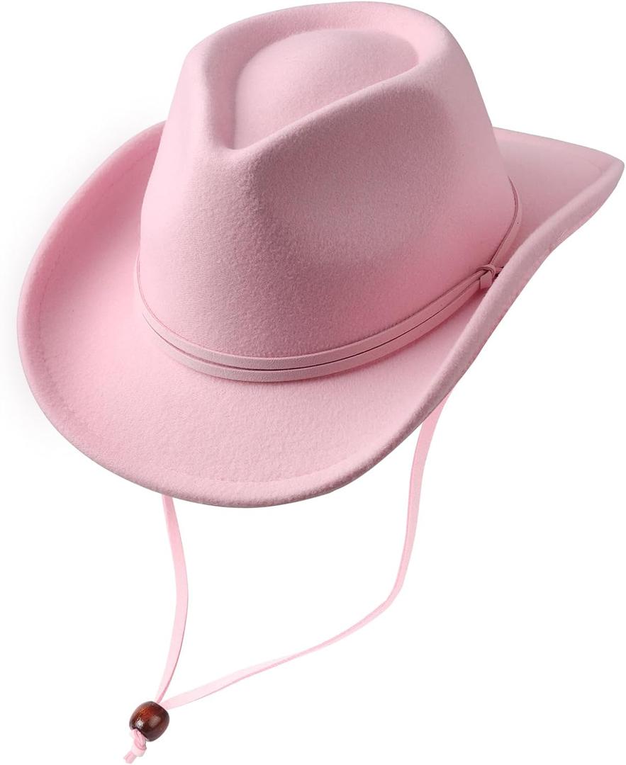 AQOKKA Kids Cowboy Hat Western Toddler Cowgirl Hat Baby Cowboy Wide Brim Felt Fedora Hat with Buckle Belt for Boys Girls