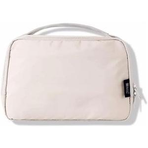 Convenient Portable Travel Toiletry Bag Polyester Organizer Cosmetic Makeup Bag Simple Shower Wash Tote Bag Practical (Khaki)