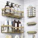 5-Pack Rustproof Stainless Steel Shower Caddy  No Drill Adhesive Bathroom Organizer with Large Capacity, Spacious Shower Shelves for Inside Shower, Kitchen & Home Decor Storage (5-piece set, Matte Gold)