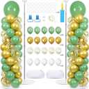 2 Sets Sage Green Balloon Column Stand Kit with 100 Balloons Spring Graduation Adjustable Balloon Tower Stand with Bases Olive Green Gold Column for Mother's Day Birthday Wedding Party Decor