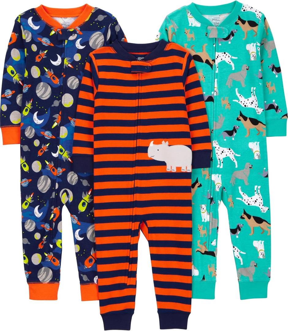 Simple Joys by Carter's baby-boys 3-pack Snug Fit Footless Cotton Pajamas (5T)