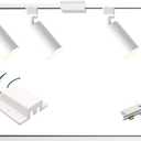 4-Light LED Track Lighting Kit with 3.3FT H Type Track Lighting Rails and Floating Canopy Connector, Modern Kitchen GU10 Track Lighting Fixtures Ceiling Spot Light, White (No Bulbs)