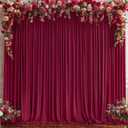 8x10FT Burgundy Backdrop Curtains for Wedding, Wrinkle Free Polyester Photography Backdrop Drapes for Baby Shower Birthday Parties Valentine's Day Stage Background Stand Decorations 4x10ft,2 Panels