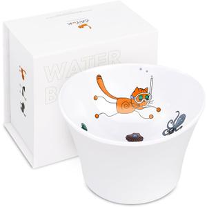 Elevated Cat Bowls for Water  Raised Bowl for Indoor Cats  Whisker & Neck Fatigue Shallow Cat Dishes  Vet-Recommended Height, Modern Pedestal Design  Non-Slip & Dishwasher-Safe  8 oz Original