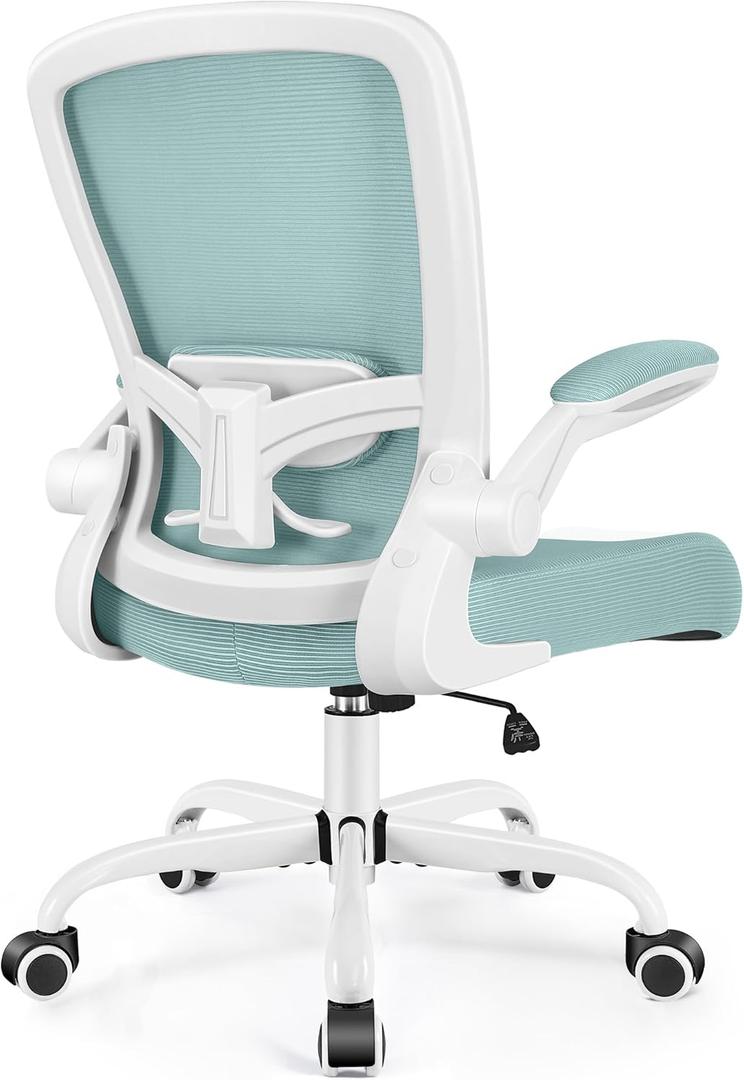 FelixKing Office Chair, Ergonomic Desk Chair Breathable Mesh Chairs with Adjustable High Back Lumbar Support Flip-up Armrests, Executive Swivel Comfy Task Computer Chairs for Home Office Light Blue