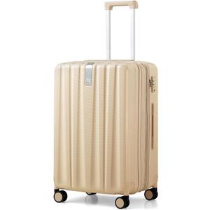 Hanke 24 Inch Expandable Checked Luggage Lightweight PC Hard Shell Luggage Suitcases with Wheels Travel Luggage Rolling Large Suitcase Travel Luggage Bag for Go to University.(Cuba Sand Pink)
