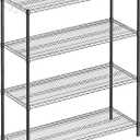 4-Shelf Adjustable Metal Shelf Wire Shelving Unit Heavy Duty Storage Rack Display Shelf for Office,Kitchen,Bedroom,Bathroom,Laundry,Pantry Basement,Garage(Black,48" L x 18" W x 62" H)