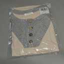 Womens Tops Summer Sweaters Short Sleeve Patchwork V Neck Henley Shirts 2026 Dressy Casual Business Tunic Blouses (Beige, L)