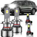 for Ford Explorer 2011-2015 Fog Lights Bulbs Combo, 4pcs Super Bright White Dual Beam and Fog Lights Blubs Package
