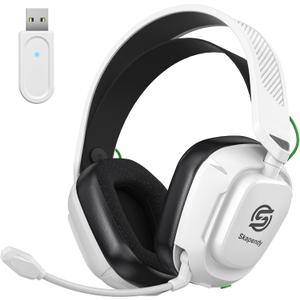 SKAPENDY 2.4GHz Wireless Gaming Headset for PS5, PS4, Switch, Mac, PC, Ultra-Low Latency, 50+ Hr Battery, Stereo Sound Bluetooth Gaming Headphones for PlayStation 4 Accessory Kits (Classic Black White)
