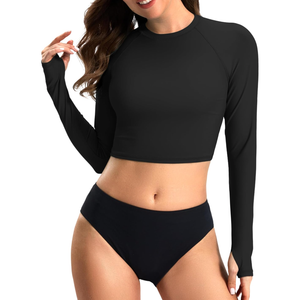Soothfeel Rash Guard for Women Long Sleeve Crop UPF 50+ Sun Protection Swim Shirts Quick Dry Bathing Suits Swimsuit Tops Only M