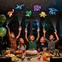 LovesTown 24PCS Dinosaur Party Favors, LED Light up Finger Lights Glow in The Dark Finger Flashlights for Birthday Party Decorations Goodie Bags Fillers Classroom Prizes