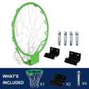 Basketball Rim Replacement for 14 Trampoline, Basketball Hoop Wall Mount, Basketball Ring with 2pcs Connect Hooks Indoor Outdoor, Part# 14 (Green)