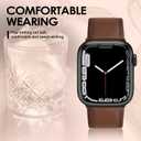 Leather Band Compatible with Apple Watch Bands 46mm 45mm 44mm 42mm (Series 1/2/3) Men Women, Vintage Genuine Leather Replacement Wristband for iWatch Series 10 9 8 7 6 5 4 3 2 1 SE Retro Walnut