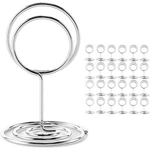 26Pcs Place Card Holder, Table Number Holders, Wire Picture Holder, Small Size Table Card Holders, Photo Holder for Centerpieces, Wedding Reception, Party, Birthday (Silver)