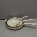 Hisencn Enameled Cast Iron Skillet Set - 3-Piece Fry Pans (8",9.5",11"), PFAS/PTFE/PFOA-Free, Oven & Induction Safe, Cream White Cookware for Gas, Electric, Ceramic Stovetops