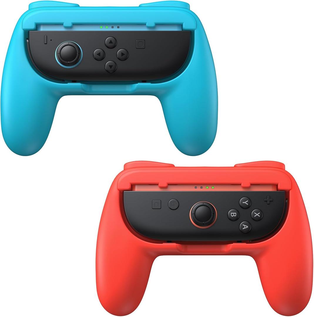 FASTSNAIL Grips for Nintendo Switch 2 (2025) for Joy-Con 2, Wear-Resistant & Anti-Slip Switch 2 Controllers Grips Handle Kit, Switch Holder Accessories for JoyCon 2 (Red,Blue)