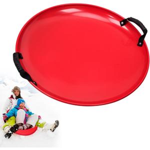 26 inch Heavy Duty Cold Resistant Downhill Kids Snow Sled, Metal Sled, Circle Sled, Outdoor Winter Saucer Sled with Handles, Fast, Stable, Stackable, Easy to Carry