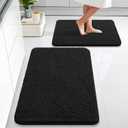 OLANLY Bathroom Rugs Sets 2 Piece, Soft Absorbent Chenille Bath Mats Area Rug Set, Non-Slip, Quick Dry, Machine Washable Bath Mats for Bathroom, Home Decor Accessories (30"x20"+24"x16", Black)