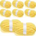 Chunky Chenille Yarn for Crocheting/Arm Knitting, Super Soft Jumbo Knit Blanket Yarn Yellow 8 Pack (32 yds, 8.5 oz Each Pack)
