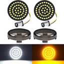 Benlari New 1157 LED Motorcycle Front Turn Signals Bulbs 2 Inch Bullet Lights with Smoked Lens Covers Fit for Harley Davidson Touring Dyna Softail Sportster Street Glide Road Glide Iron 883, 2PCS