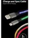 Pack of 2(Acoustix 6 Foot Braided And CellCandy Dynamic LED ColorGlo)