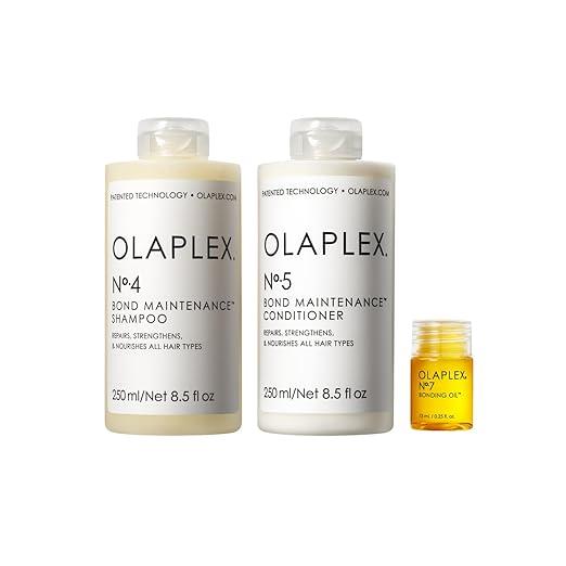 Olaplex Wash and Shine Hair Kit: No. 4, 5, 7, Shampoo & Conditioner Set | Cleanse, Hydrate, & Control Frizz Up to 72 Hours | Bonding Oil for Shine & Protect | For Coily, Curly, Straight, and Wavy