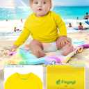 Unisex Baby Rash Guard Shirts SPF Toddler Long Sleeve Swim Shirt | UPF 50+ Rashguard,Neon Color Enhance Visibility,Raglan Sleeve,Tagless,for Swimming Ourdoor Activity,3 Months to 4 Years (Yellow)