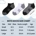 Comfoex 10 Pairs Boys Socks Low Cut Ankle Socks For Kids 8-10 4-6 6-8 Years Old Short Athletic Socks With Cushioned Sole (Black, S)